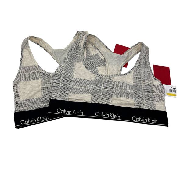Calvin Klein NWT Modern Cotton Blend Wireless Unlined Bralette 2 Pk M Black, Tan - Picture 1 of 7